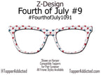 Subtle Stars & Vintage Lines – Retro Patriotic Topper for Pair Eyewear- 4th of July Metal Topper Red, White and Blue - Ships FAST. Patriotic