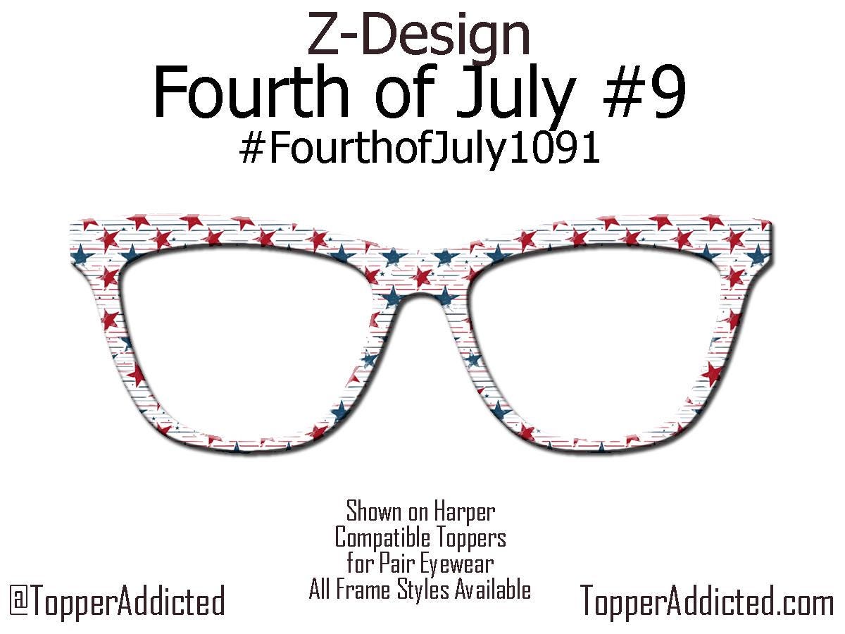 Subtle Stars & Vintage Lines – Retro Patriotic Topper for Pair Eyewear- 4th of July Metal Topper Red, White and Blue - Ships FAST. Patriotic