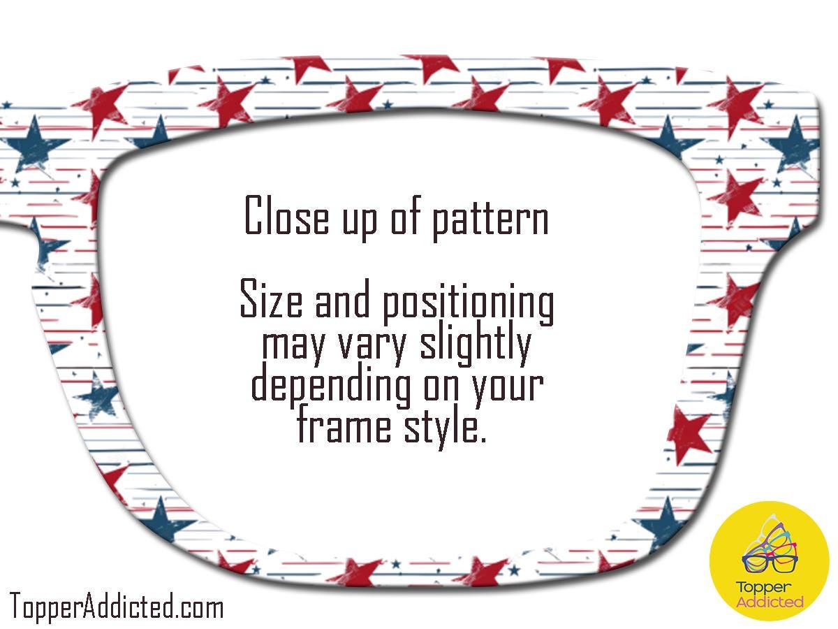 Subtle Stars & Vintage Lines – Retro Patriotic Topper for Pair Eyewear- 4th of July Metal Topper Red, White and Blue - Ships FAST. Patriotic