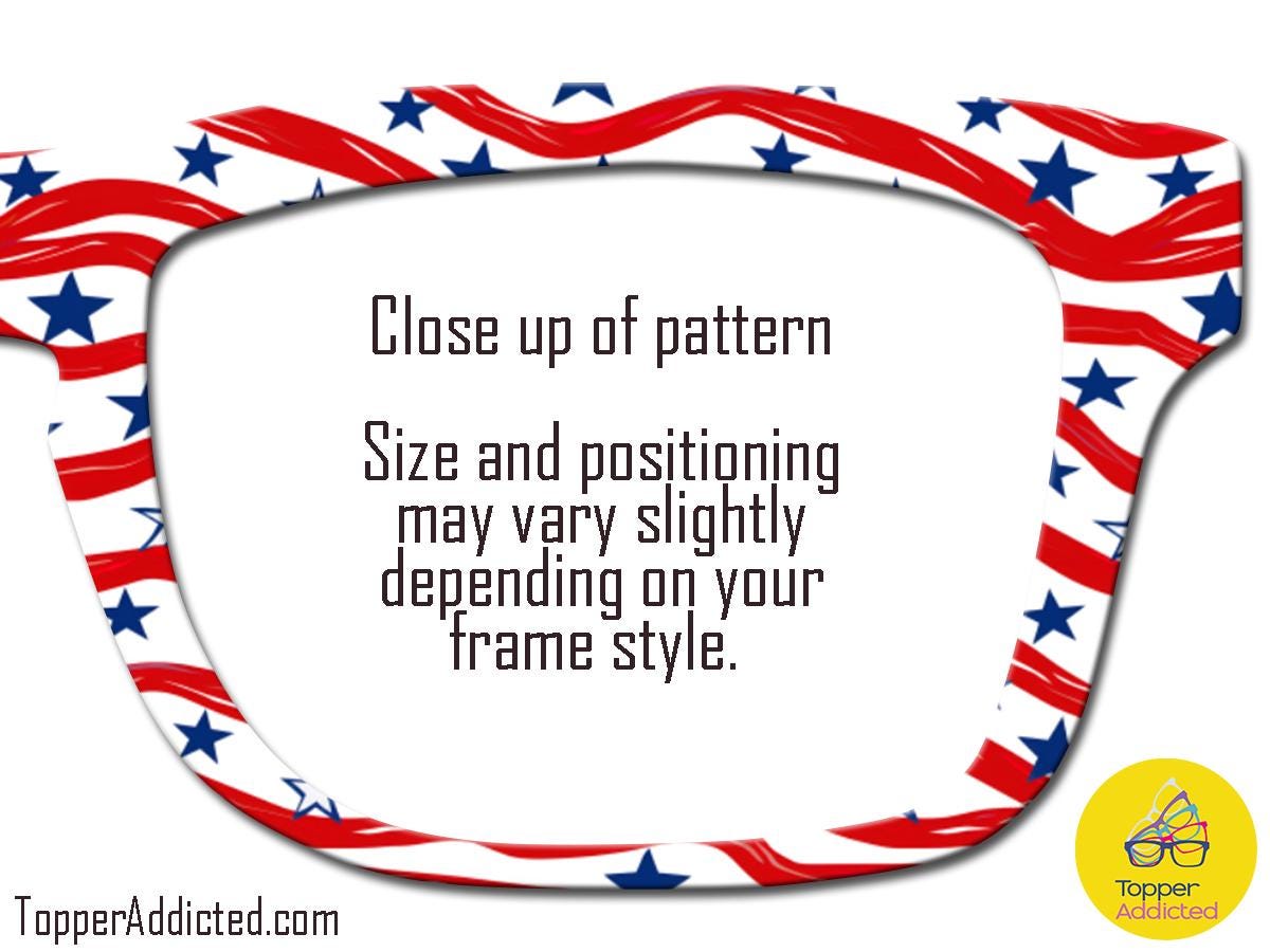 Freedom Waves – Wavy Flag-Inspired Patriotic Topper for Pair Eyewear- 4th of July Metal Topper Red, White and Blue - Ships FAST. Made in USA