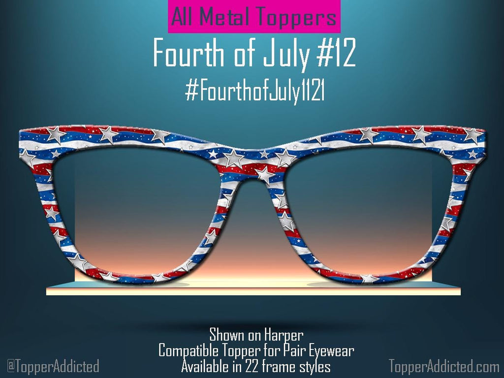 Liberty in Motion – Star-Spangled Wavy Flag Topper for Pair Eyewear - 4th of July Glasses Topper - Ships FAST. Patriotically Made in USA
