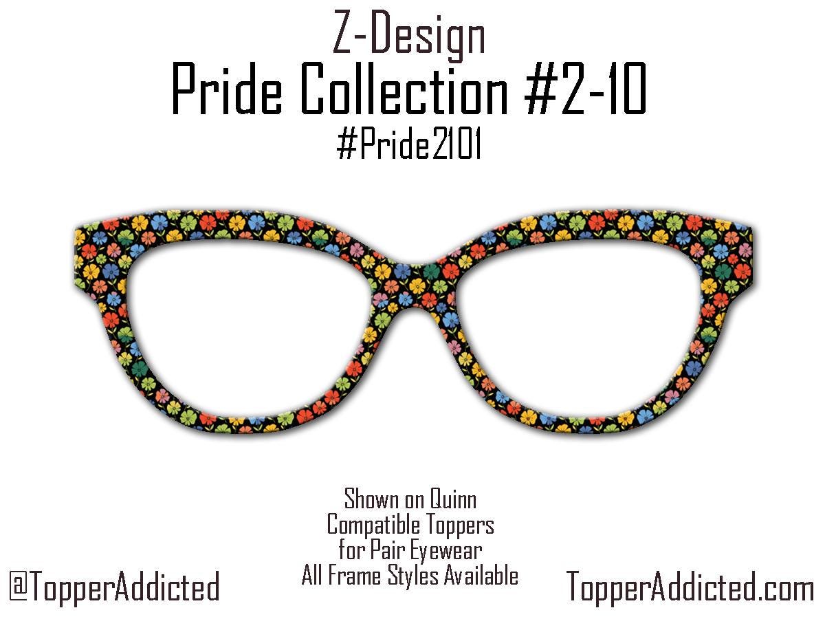 Hibiscus in Harmony - Pride 2-10 Magnetic Dark Floral Topper for Pair Eyewear - Ships FAST. Beautiful flowers on dark frame. Metal Toppers.