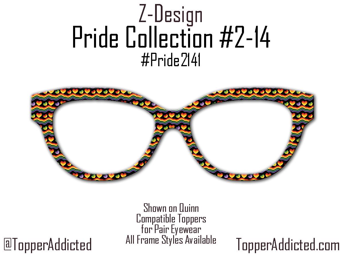 Love Pulse - Pride 2-14 Magnetic a heartbeat of rainbow hearts and waves on Black for Pair Eyewear - Ships FAST. Pride Month Topper