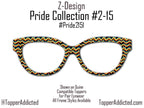 Groovy Love - Pride 2-15 Magnetic retro rainbow hearts and waves on Black for Pair Eyewear - Ships FAST. Pride Month Topper-Top Frame