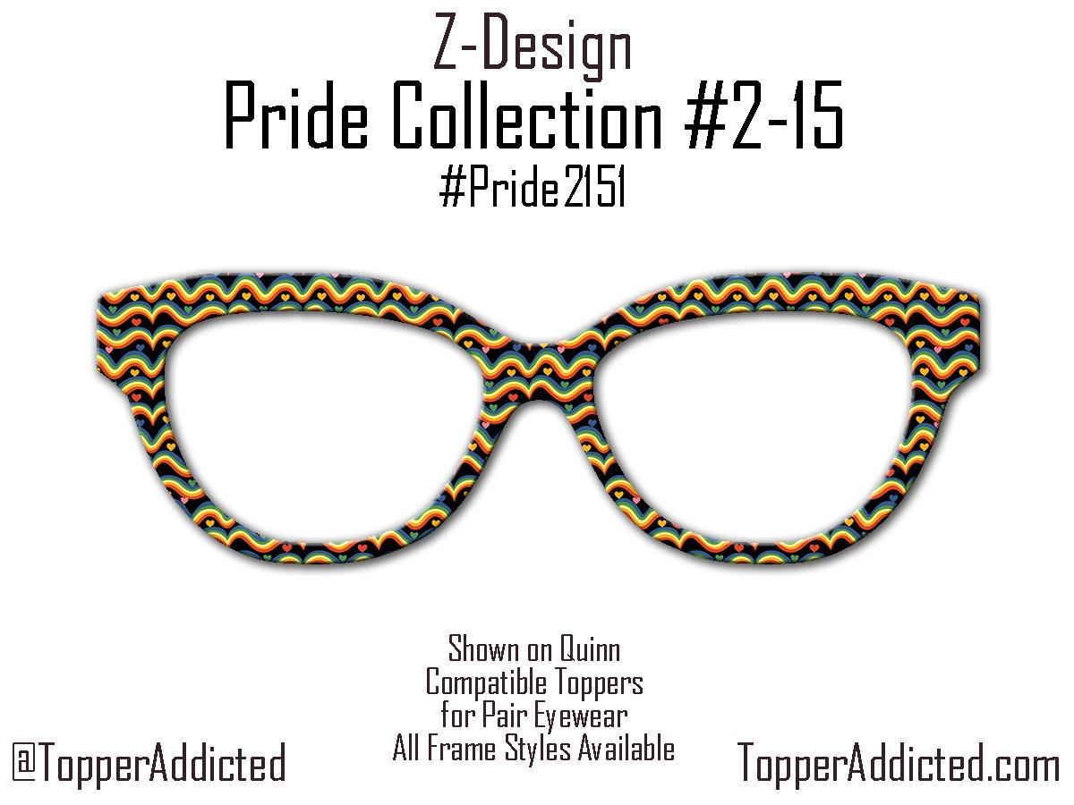 Groovy Love - Pride 2-15 Magnetic retro rainbow hearts and waves on Black for Pair Eyewear - Ships FAST. Pride Month Topper-Top Frame