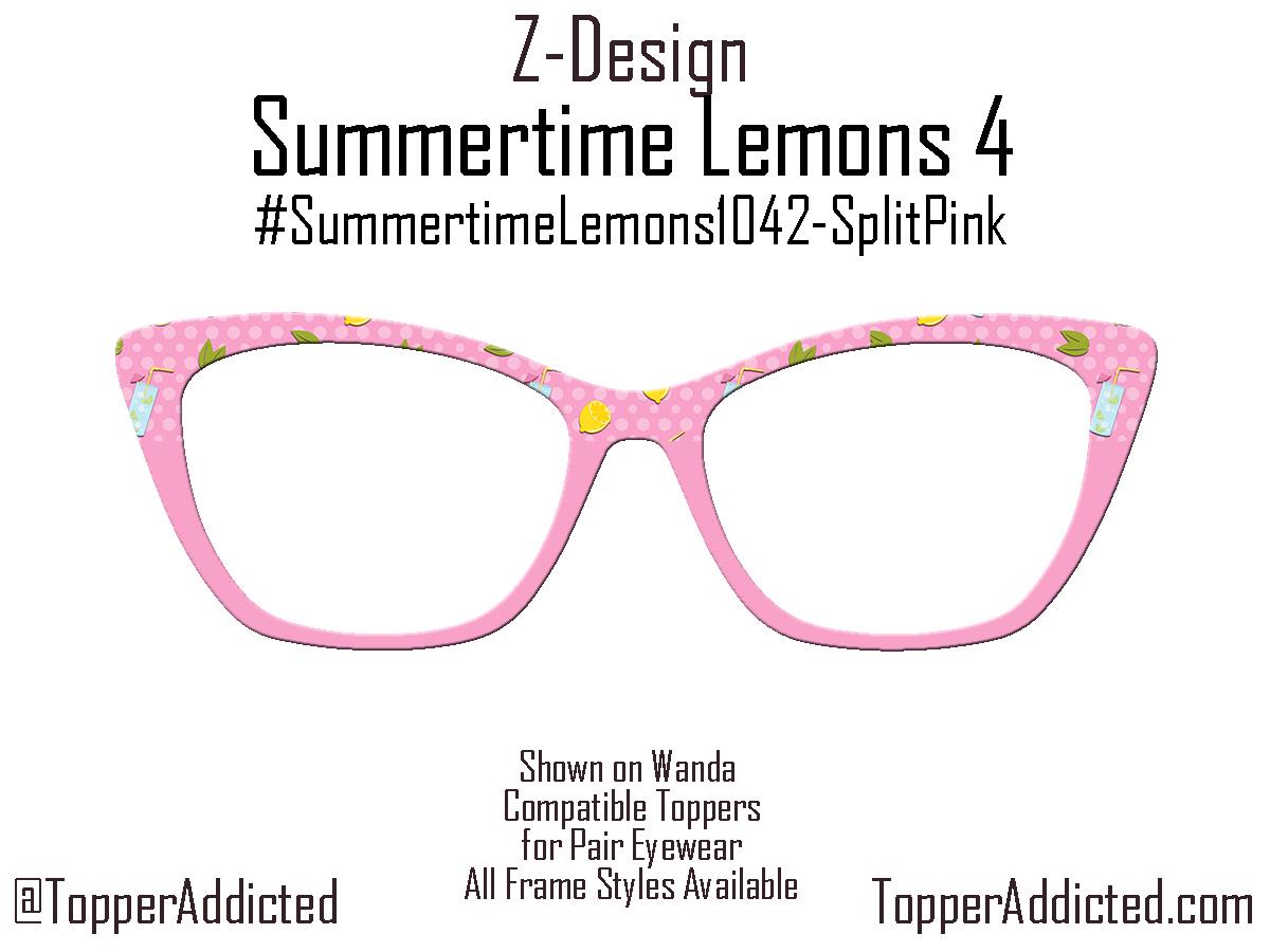 Summertime Lemons 4 Pink Topper compatible with Pair Eyewear | Lemonade Picnic on Pink Background Four Style Options plus customizing avail