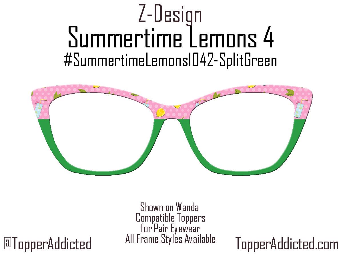 Summertime Lemons 4 Pink Topper compatible with Pair Eyewear | Lemonade Picnic on Pink Background Four Style Options plus customizing avail