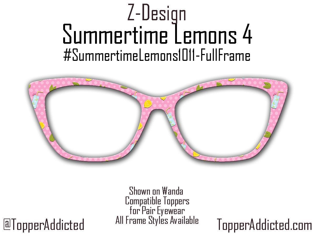 Summertime Lemons 4 Pink Topper compatible with Pair Eyewear | Lemonade Picnic on Pink Background Four Style Options plus customizing avail