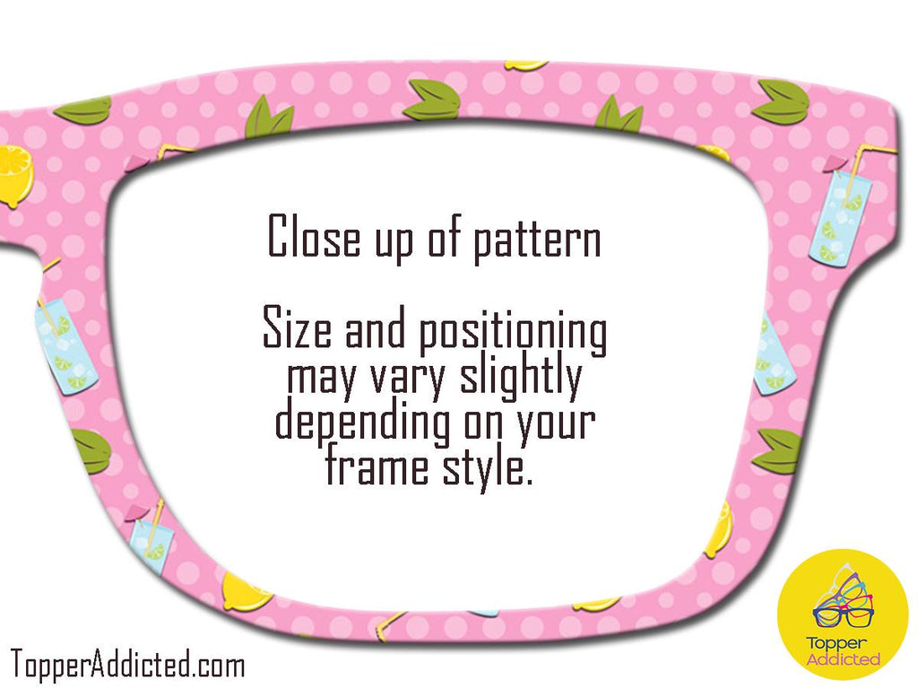 Summertime Lemons 4 Pink Topper compatible with Pair Eyewear | Lemonade Picnic on Pink Background Four Style Options plus customizing avail