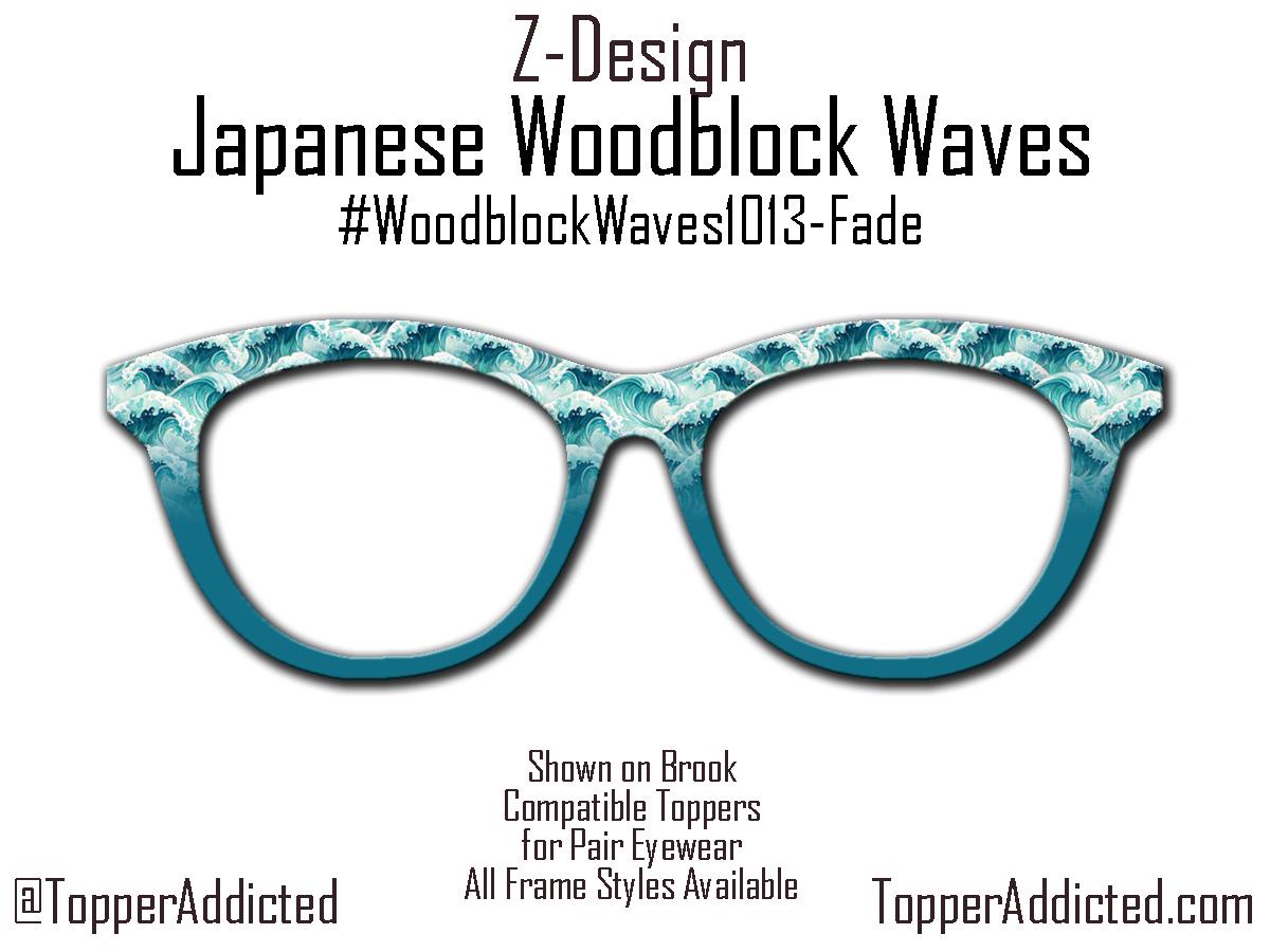 Japanese Woodblock Waves Magnetic Topper for Pair Eyewear | Ocean Wave Print in Full, Fade, or Double Fade | Fast Shipping & Amazing Quality
