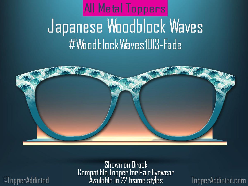 Japanese Woodblock Waves Magnetic Topper for Pair Eyewear | Ocean Wave Print in Full, Fade, or Double Fade | Fast Shipping & Amazing Quality