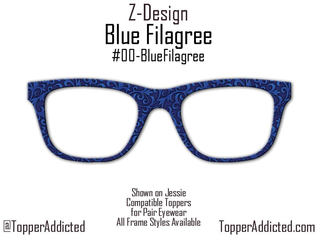 Blue Filagree Metal Topper for Pair Eyewear – Magnetic Glasses Accessory for Men or Women | Compatible with All Frame Styles - Ships FAST!