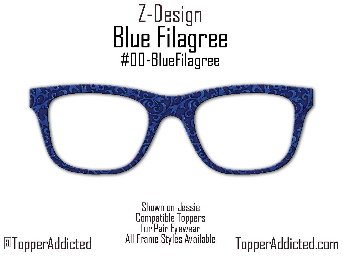 Blue Filagree Metal Topper for Pair Eyewear – Magnetic Glasses Accessory for Men or Women | Compatible with All Frame Styles - Ships FAST!
