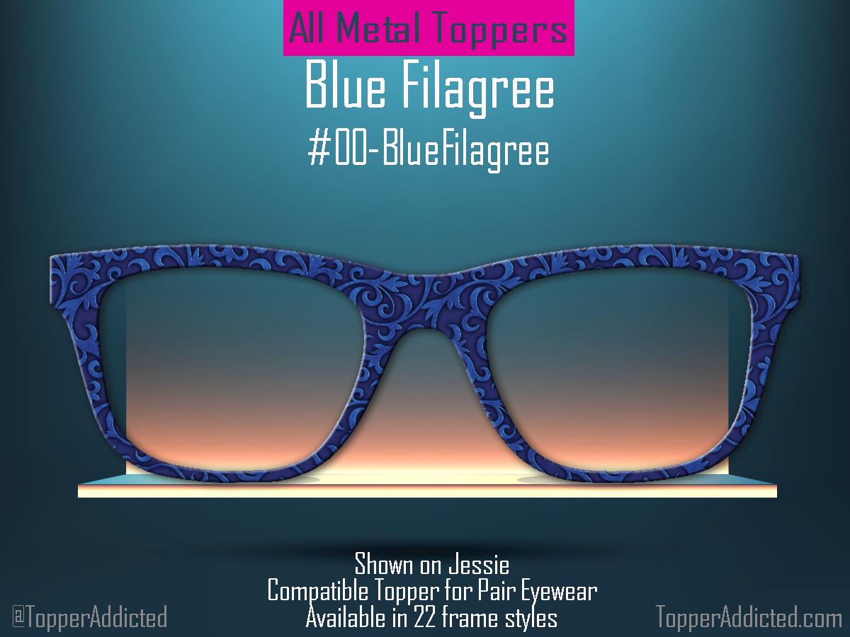 Blue Filagree Metal Topper for Pair Eyewear – Magnetic Glasses Accessory for Men or Women | Compatible with All Frame Styles - Ships FAST!