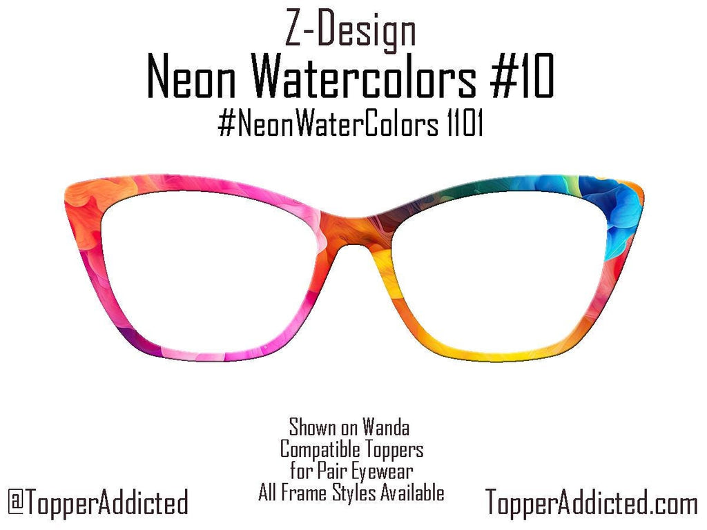 Neon Watercolor Glasses Topper Alcohol Ink – Metal Pair Eyewear Accessory