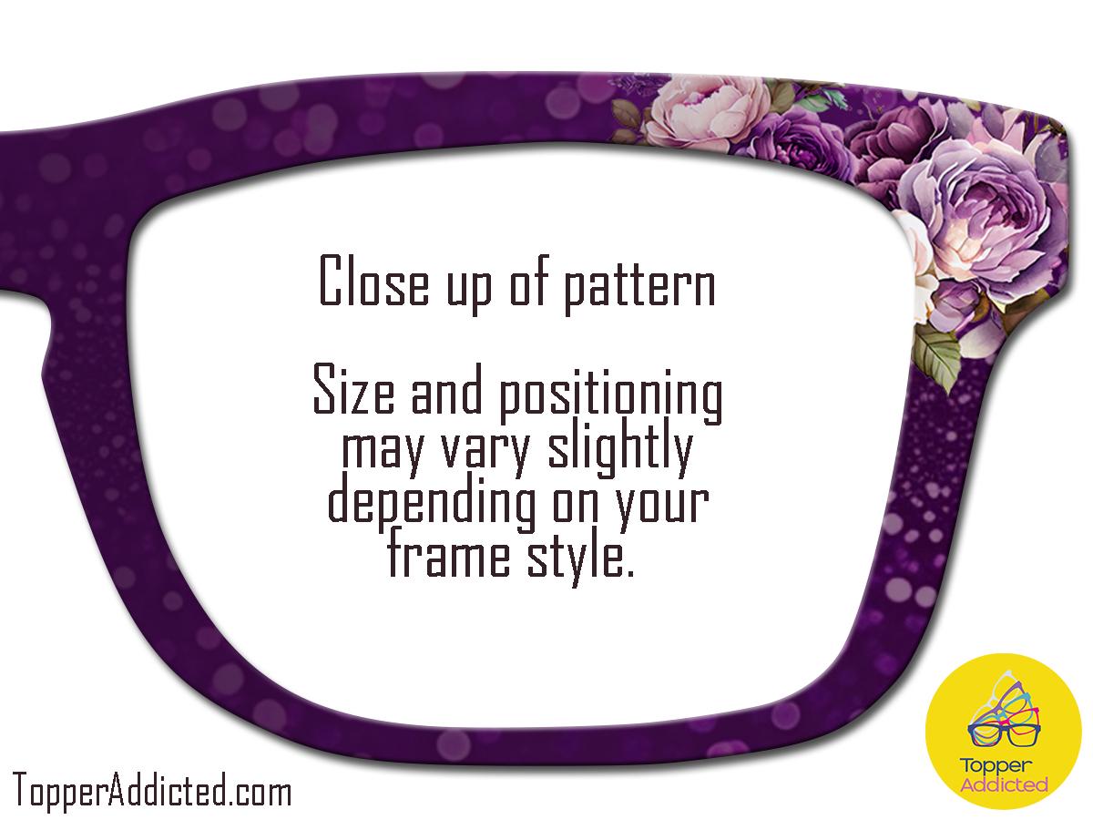 Twilight Bloom – Purple Bokeh Topper with Vintage Roses - Magnetic Metal Toppers for Pair Eyewear