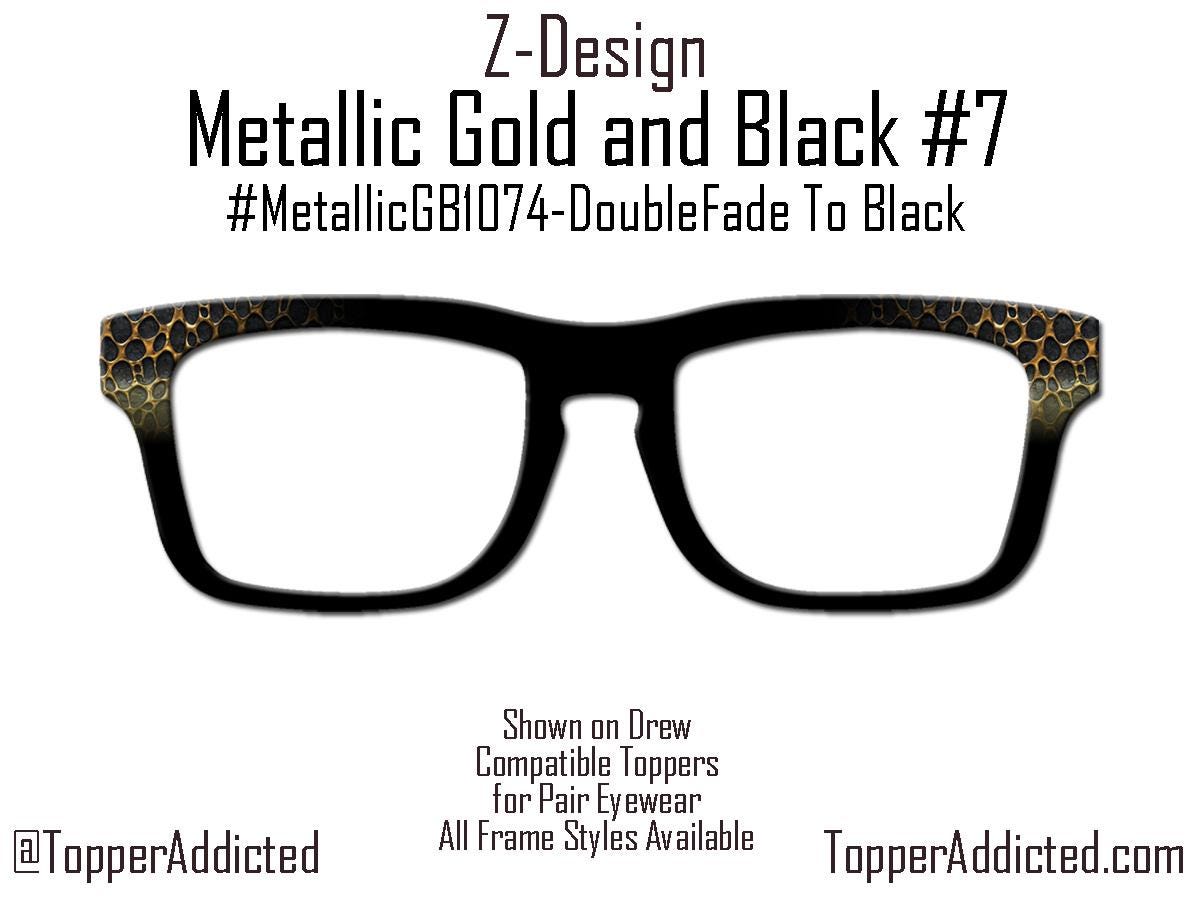 Metallic Gold and Black Glasses Topper #7 for Pair Eyewear – Magnetic Metal Topper Available in Full Frame, Split, Fade, or Double Fade