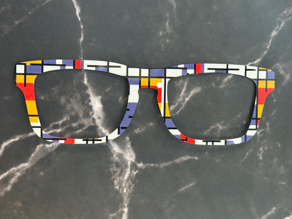Mondrian Style Metal Topper for Pair Eyewear – Primary Colors Art