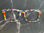 Mondrian Style Metal Topper for Pair Eyewear – Primary Colors Art