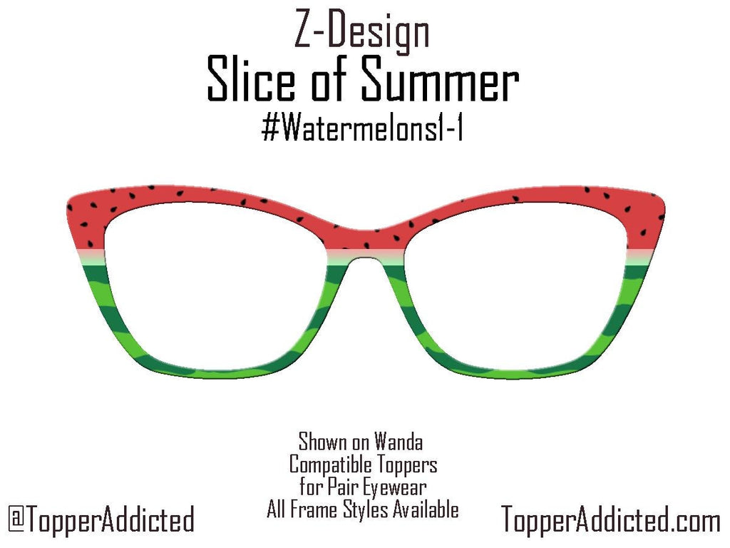 Slice of Summer – Watermelon-Themed Lightweight, thin, Metal Magnetic Toppers for Pair Eyewear | Fast shipping. Pefect picnic top frame