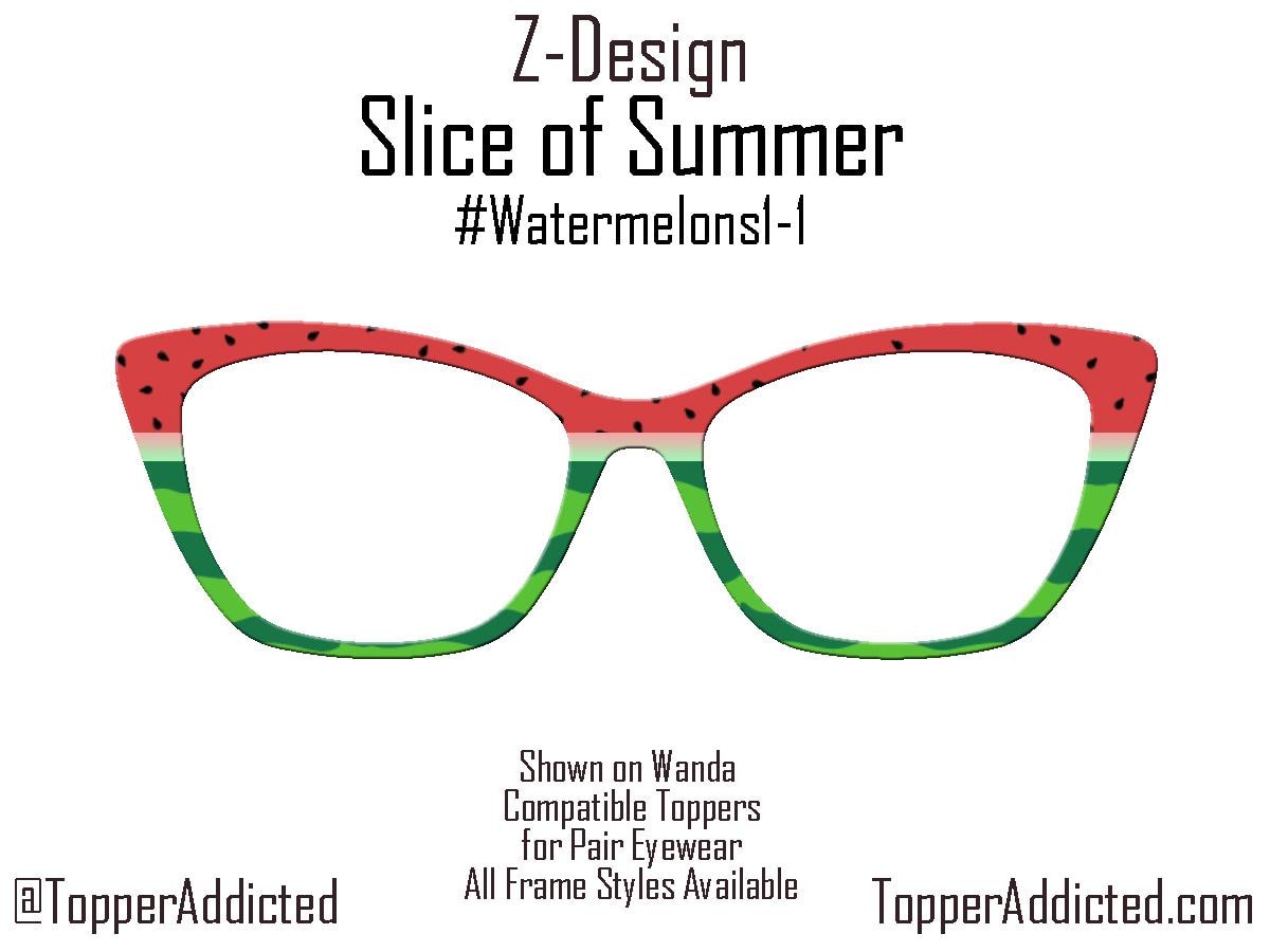 Slice of Summer – Watermelon-Themed Lightweight, thin, Metal Magnetic Toppers for Pair Eyewear | Fast shipping. Pefect picnic top frame