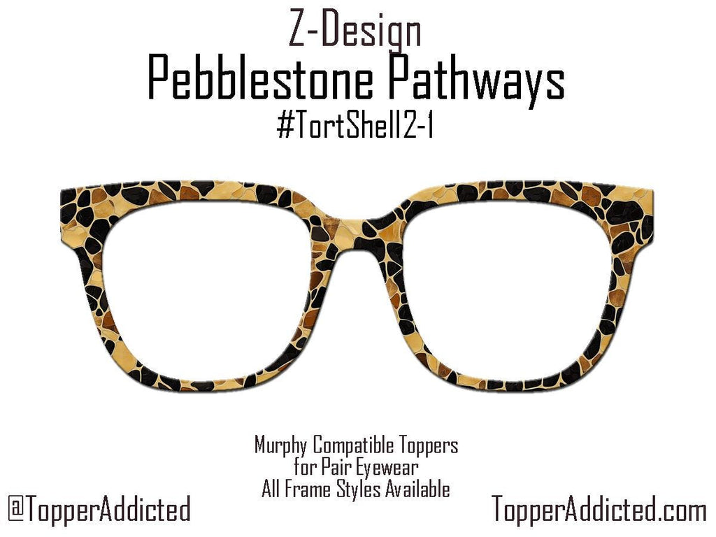Pebblestone Pathways - Tortoiseshell inspired sublimation printed metal magnetic toppers for pair eyewear. Fast Shipping - Metal Toppers