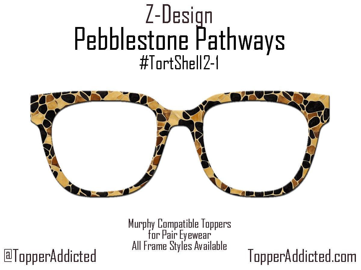 Pebblestone Pathways - Tortoiseshell inspired sublimation printed metal magnetic toppers for pair eyewear. Fast Shipping - Metal Toppers