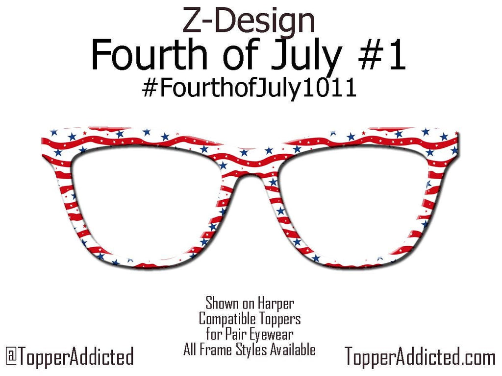 Wavy Glory – Patriotic Red, White & Blue Metal Magnetic Topper for Pair Eyewear - 4th of July Metal Topper