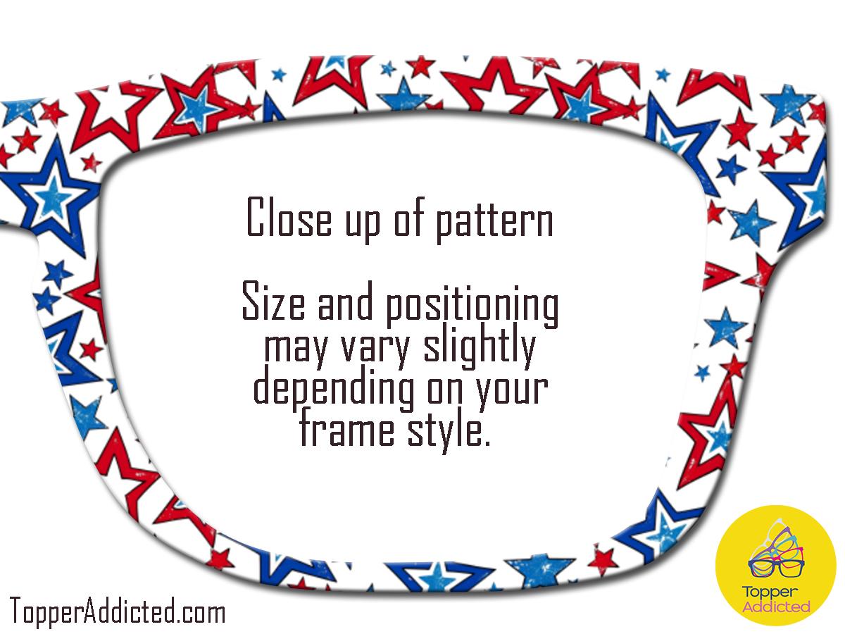 USA Star Parade – Multicolor Patriotic Star Metal Topper for Pair Eyewear- 4th of July Metal Topper - July4th Stars of Patriotism
