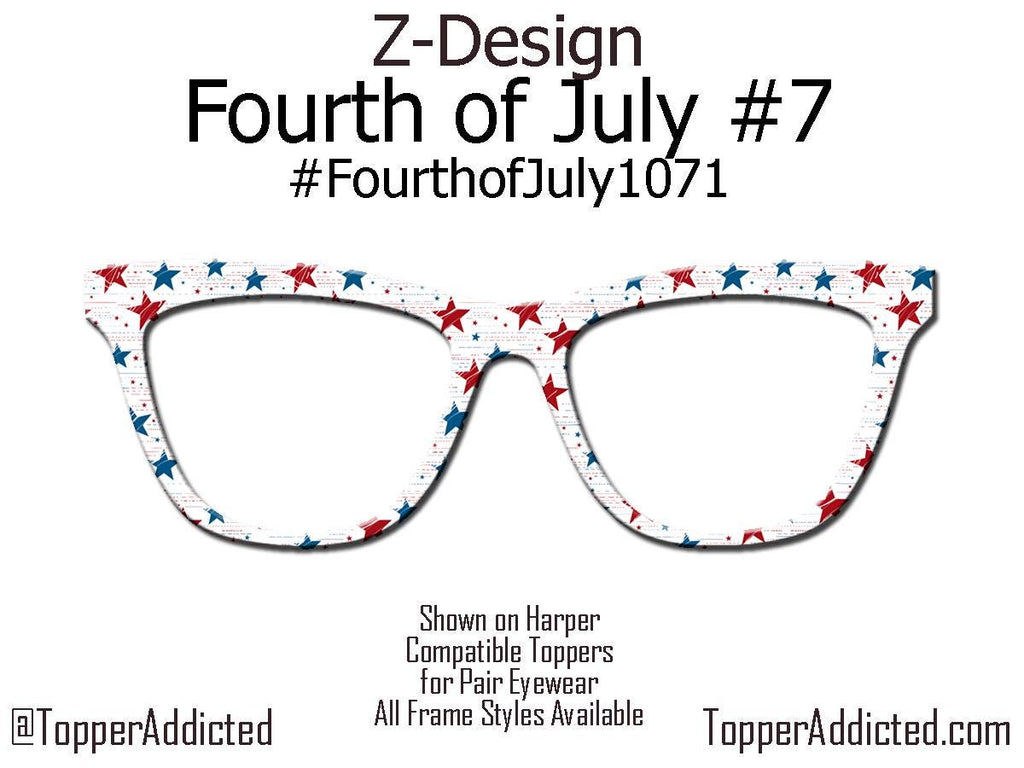 Rustic Stars & Stripes – Distressed Flag Pattern Topper for Pair Eyewear - 4th of July Metal Topper Red, White and Blue - Ships FAST.