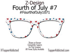 Rustic Stars & Stripes – Distressed Flag Pattern Topper for Pair Eyewear - 4th of July Metal Topper Red, White and Blue - Ships FAST.