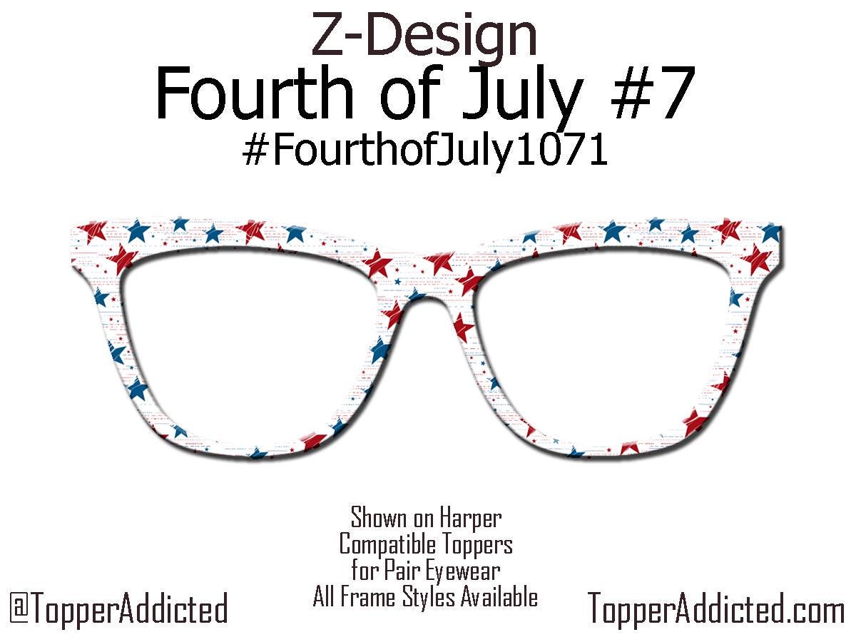 Rustic Stars & Stripes – Distressed Flag Pattern Topper for Pair Eyewear - 4th of July Metal Topper Red, White and Blue - Ships FAST.