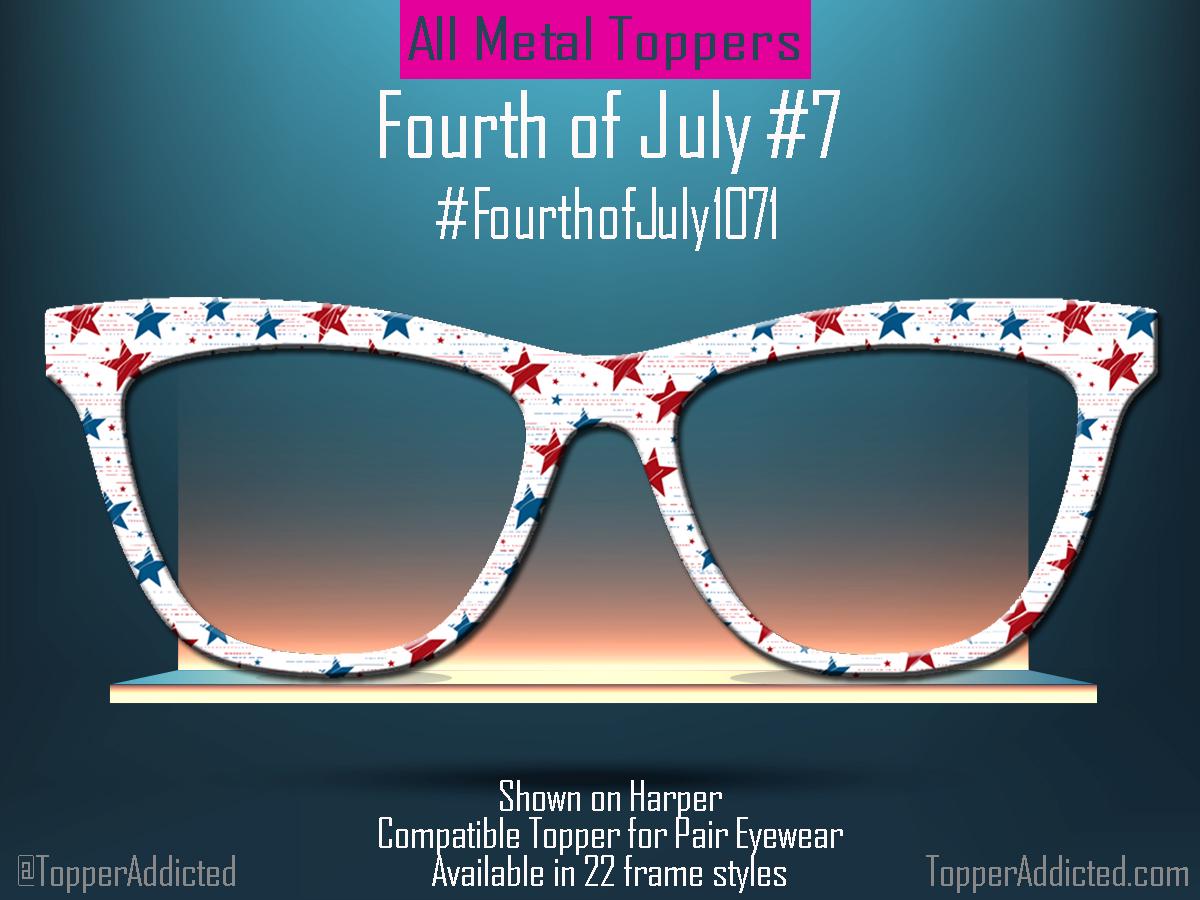 Rustic Stars & Stripes – Distressed Flag Pattern Topper for Pair Eyewear - 4th of July Metal Topper Red, White and Blue - Ships FAST.
