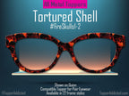 Tortured Shell – Fire Skull Pattern with a tortoiseshell look - Magnetic Toppers for Pair Eyewear - Goth - Metal look. Fast Shipping