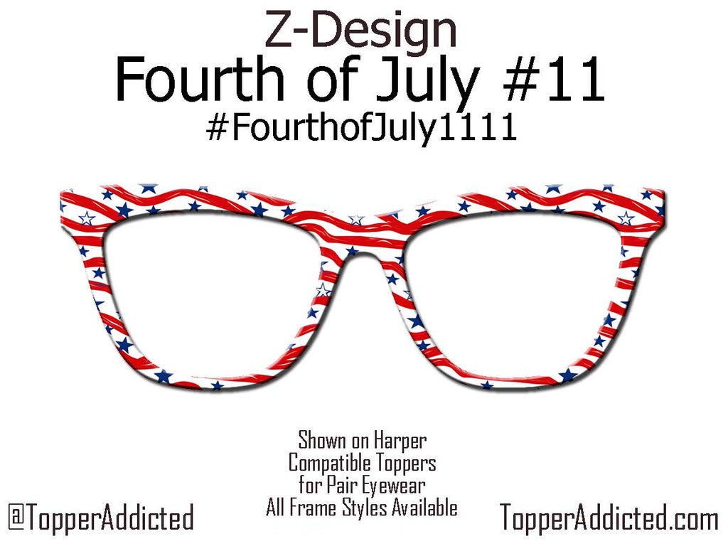 Freedom Waves – Wavy Flag-Inspired Patriotic Topper for Pair Eyewear- 4th of July Metal Topper Red, White and Blue - Ships FAST. Made in USA