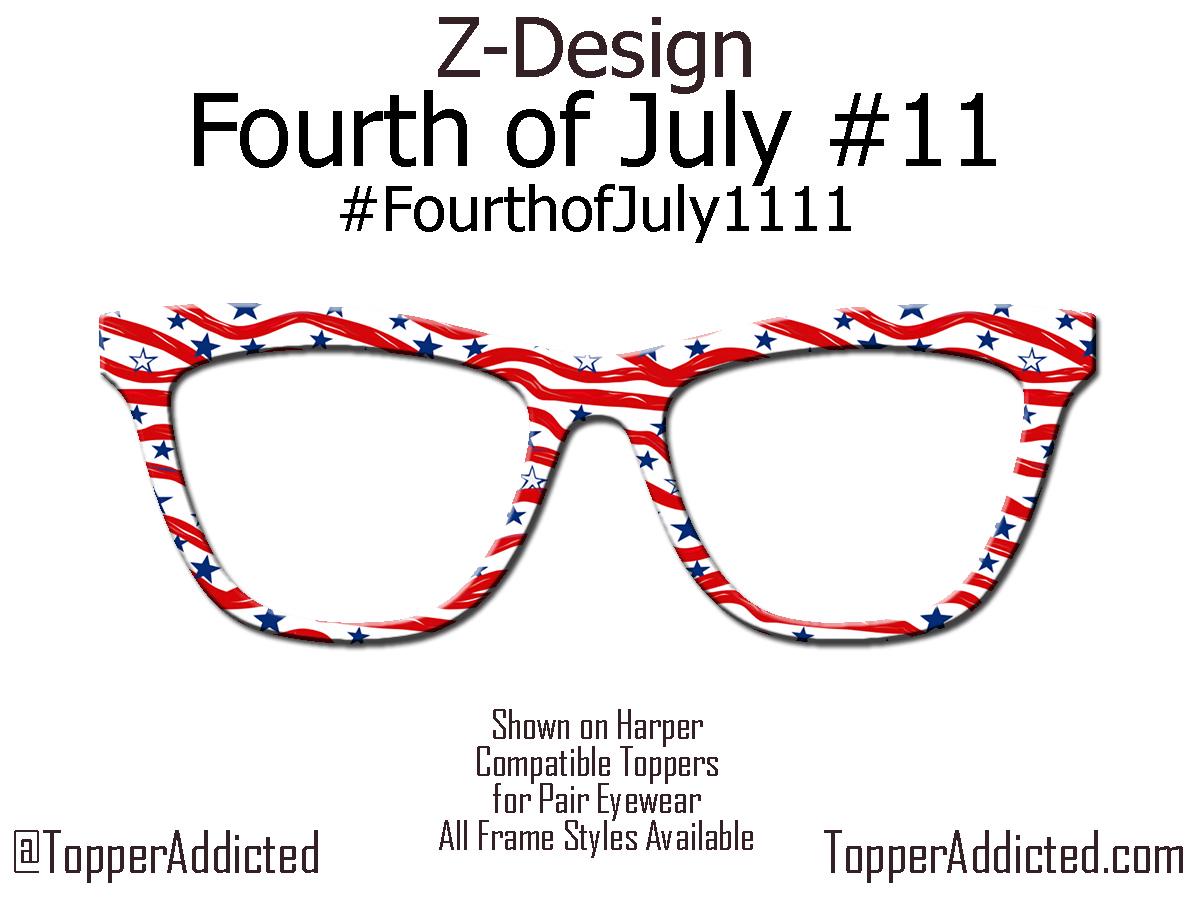 Freedom Waves – Wavy Flag-Inspired Patriotic Topper for Pair Eyewear- 4th of July Metal Topper Red, White and Blue - Ships FAST. Made in USA