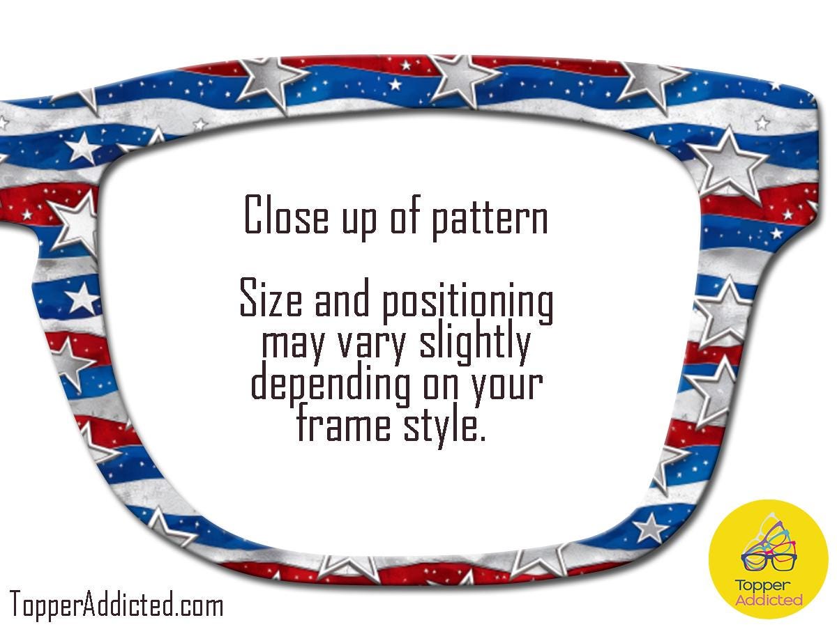 Liberty in Motion – Star-Spangled Wavy Flag Topper for Pair Eyewear - 4th of July Glasses Topper - Ships FAST. Patriotically Made in USA
