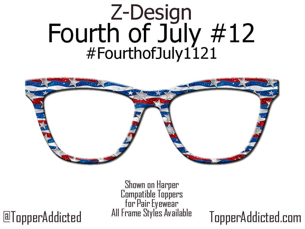Liberty in Motion – Star-Spangled Wavy Flag Topper for Pair Eyewear - 4th of July Glasses Topper - Ships FAST. Patriotically Made in USA