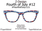 Liberty in Motion – Star-Spangled Wavy Flag Topper for Pair Eyewear - 4th of July Glasses Topper - Ships FAST. Patriotically Made in USA