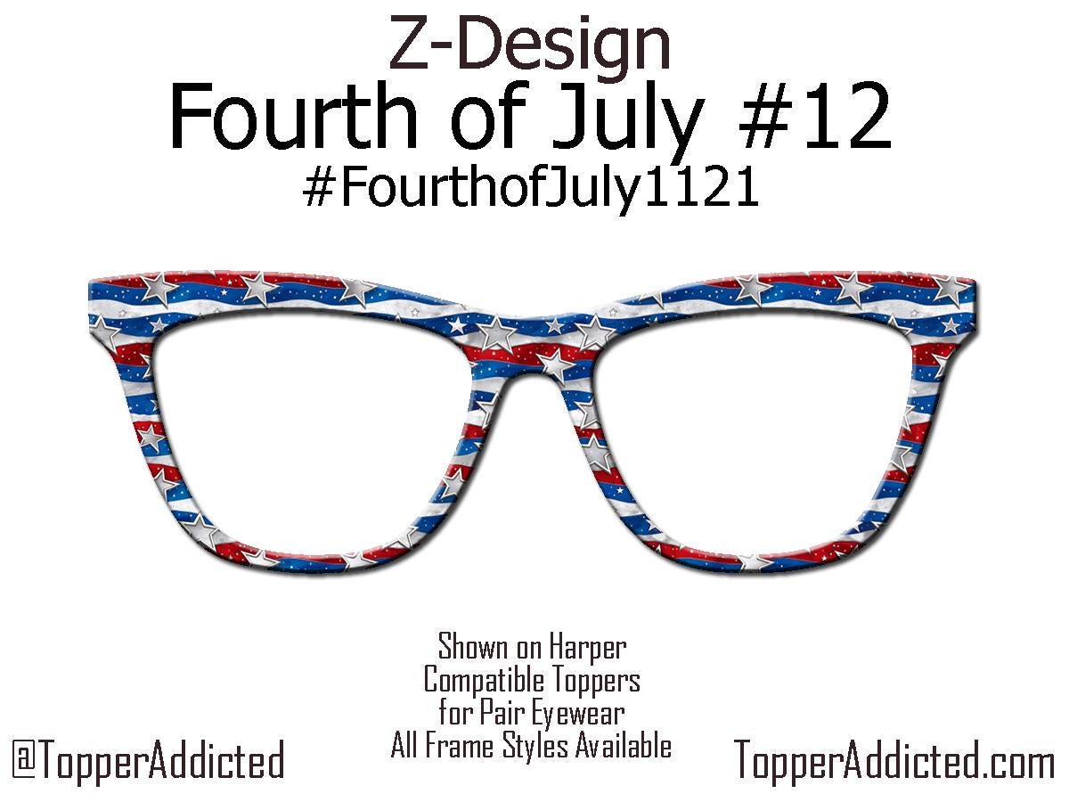 Liberty in Motion – Star-Spangled Wavy Flag Topper for Pair Eyewear - 4th of July Glasses Topper - Ships FAST. Patriotically Made in USA