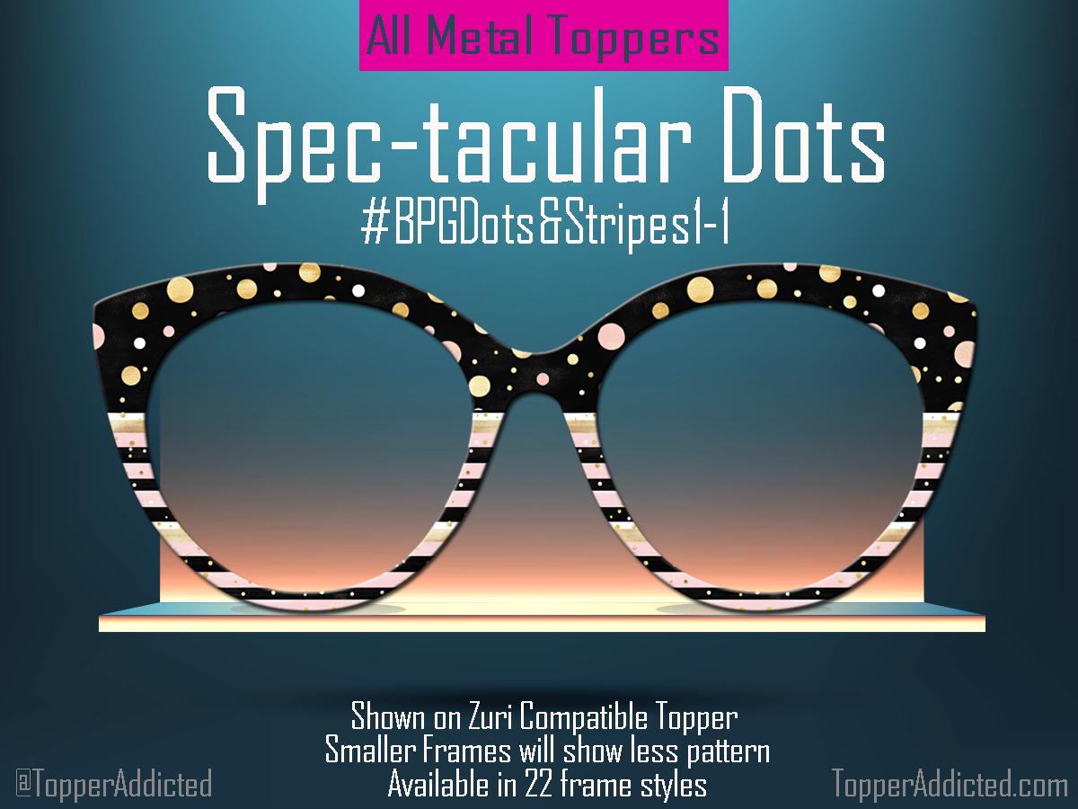 Spec-tacular Dots – Trending Black, Pink & Gold Dots + Stripes Topper | Metal Topper for Pair Eyewear | Fashionable Toppers - Fast Shipping