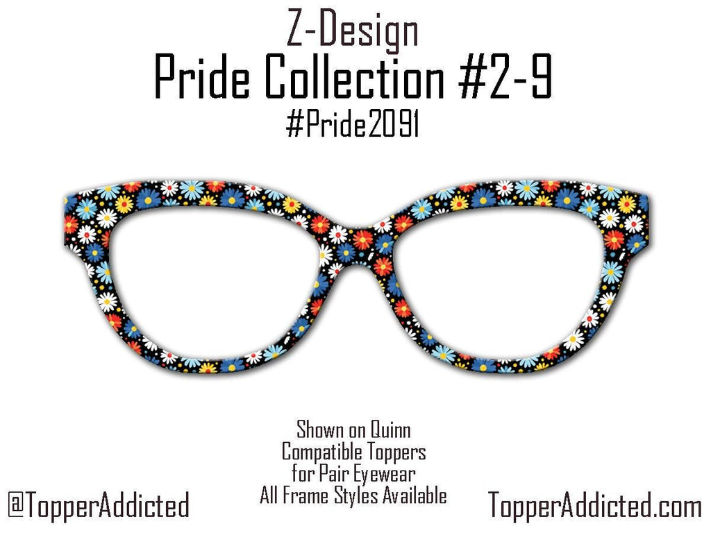 Blackout Daisies - Pride 2-9- Magnetic Floral Topper for Pair Eyewear - Ships FAST. Pride Month LGBTQ, Out and Loud, Pride Daisies