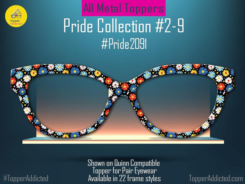 Blackout Daisies - Pride 2-9- Magnetic Floral Topper for Pair Eyewear - Ships FAST. Pride Month LGBTQ, Out and Loud, Pride Daisies