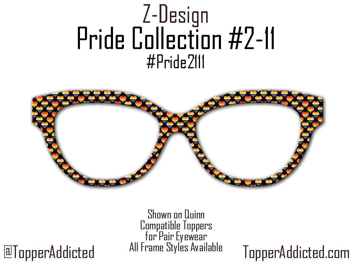 Hearts Aflame - Pride 2-11 Magnetic Rainbow Hearts on Black Topper for Pair Eyewear - Ships FAST. Subtle Pride