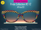 Rainbow Chevrons and hearts - Pride 2-12 Magnetic Rainbow Chevrons on Black for Pair Eyewear - Ships FAST. Pride Month Topper
