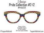 Rainbow Chevrons and hearts - Pride 2-12 Magnetic Rainbow Chevrons on Black for Pair Eyewear - Ships FAST. Pride Month Topper