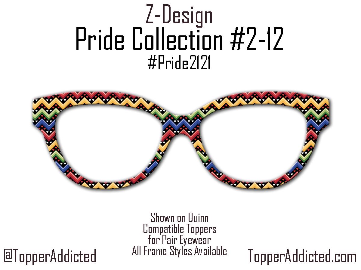Rainbow Chevrons and hearts - Pride 2-12 Magnetic Rainbow Chevrons on Black for Pair Eyewear - Ships FAST. Pride Month Topper