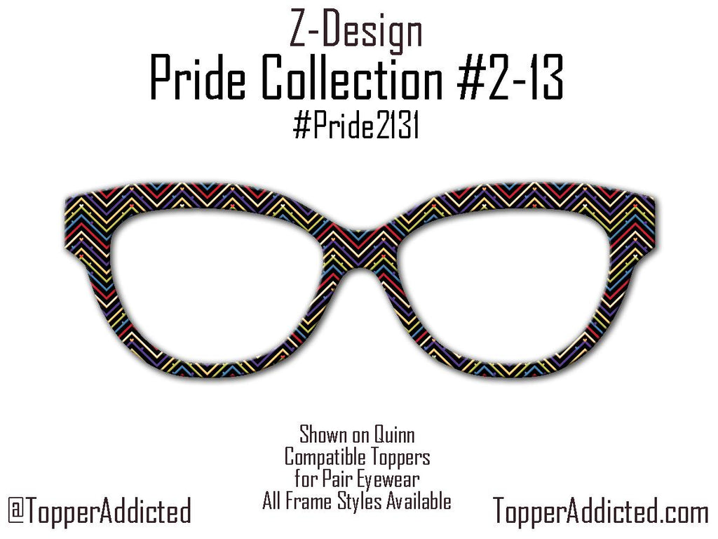 Neon Angles - Pride 2-13 Magnetic Thin Rainbow Chevrons on Black for Pair Eyewear - Ships FAST. Pride Month Topper