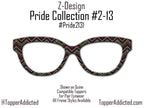 Neon Angles - Pride 2-13 Magnetic Thin Rainbow Chevrons on Black for Pair Eyewear - Ships FAST. Pride Month Topper