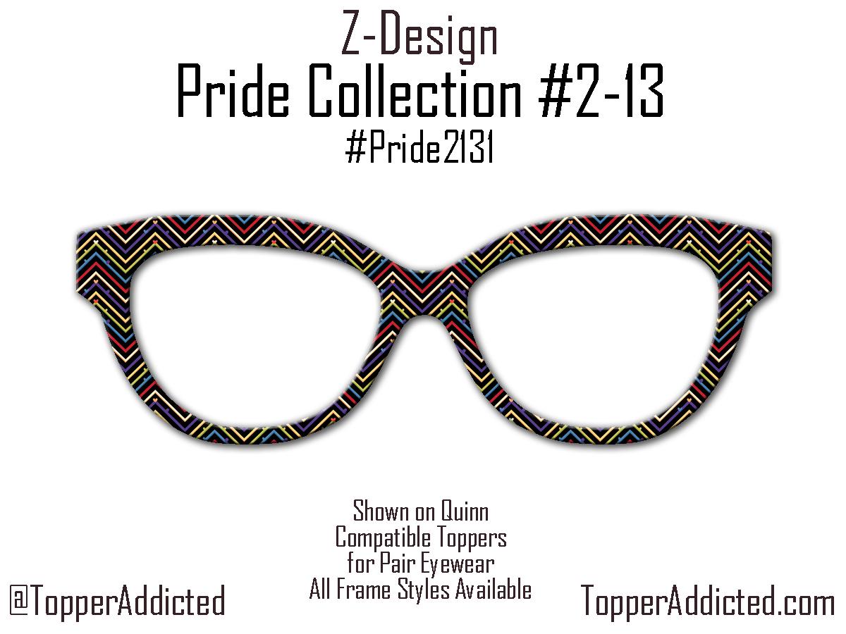 Neon Angles - Pride 2-13 Magnetic Thin Rainbow Chevrons on Black for Pair Eyewear - Ships FAST. Pride Month Topper